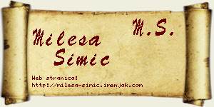 Milesa Simić vizit kartica